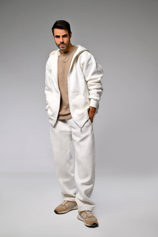 White Melton Sweatpants