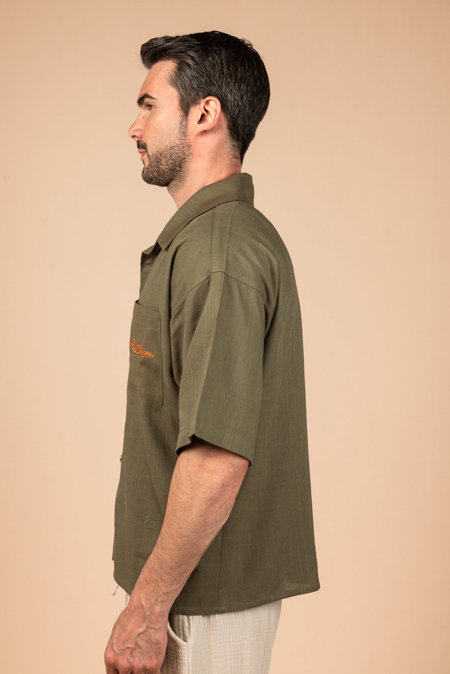 RDV Boxy Fit Linen Shirt - Olive Green