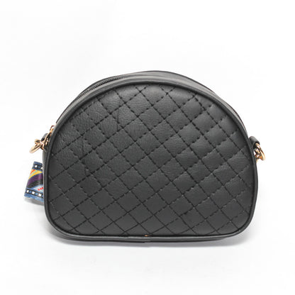 Glitter Women Bag with Cross Hand - Black