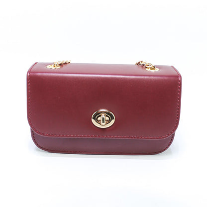 Faux Leather Box Flap Cross Bag - Burgundy