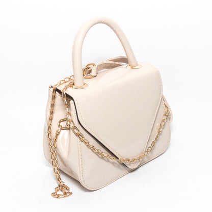 Glitter Women Hand Bag with Cross Hand - Beige