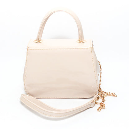 Glitter Women Hand Bag with Cross Hand - Beige