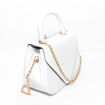 Glitter Women Hand Bag with Cross Hand - White