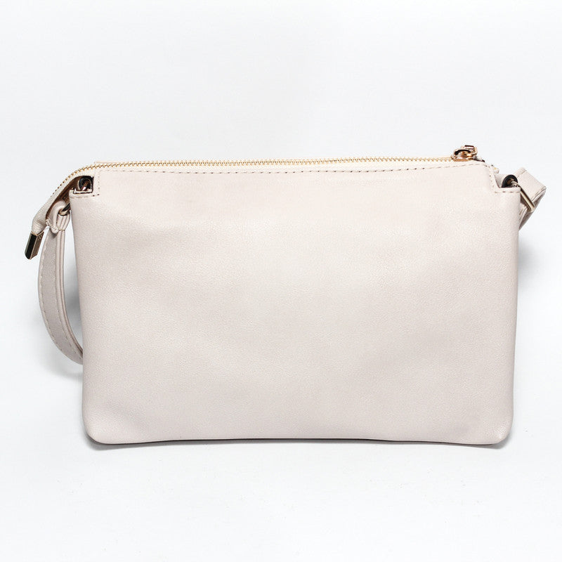 Glitter Women Hand Bag with Cross Hand - Beige