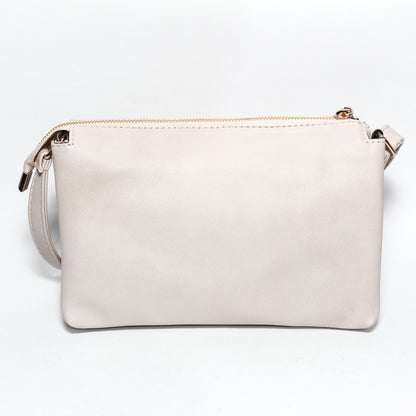 Glitter Women Hand Bag with Cross Hand - Beige