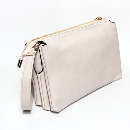 Glitter Women Hand Bag with Cross Hand - Beige