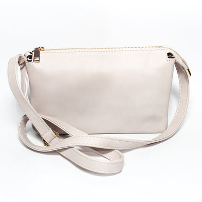 Glitter Women Hand Bag with Cross Hand - Beige