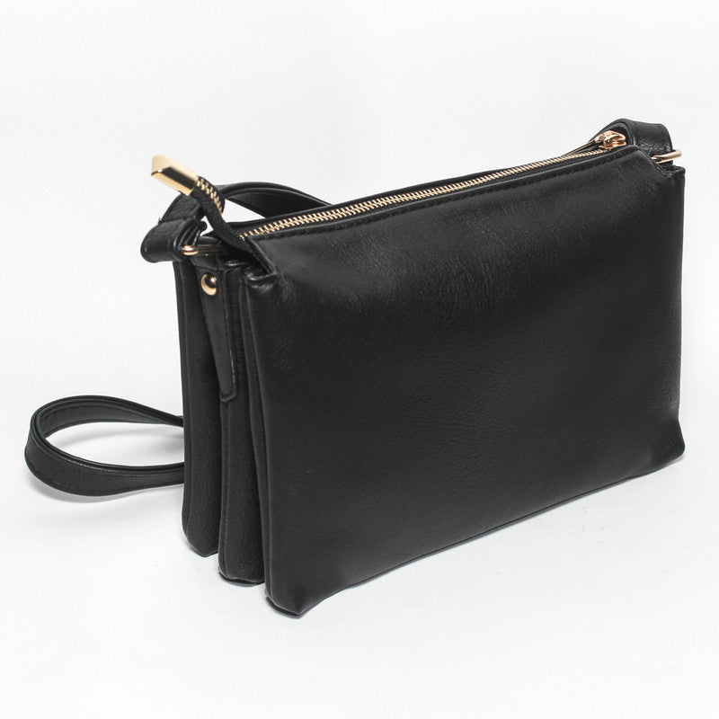 Women Hand Bag with Cross Hand - Black