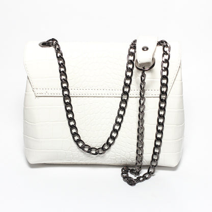 Glitter Women Hand Bag with Cross Hand - White