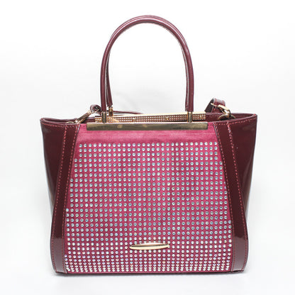 Glitter Women Hand Bag with Cross Hand - Burgundy