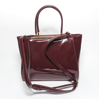 Glitter Women Hand Bag with Cross Hand - Burgundy