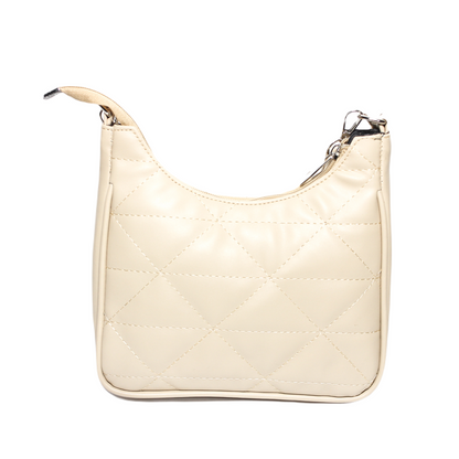 Glitter Women Bag with Cross Hand - Beige