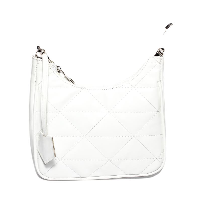 Glitter Women Bag with Cross Hand - White