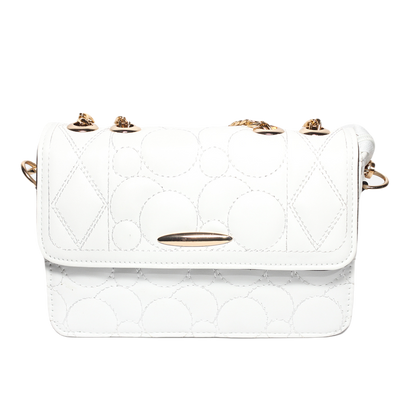 Glitter Women Bag with Cross Hand - White