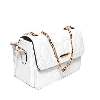 Glitter Women Bag with Cross Hand - White