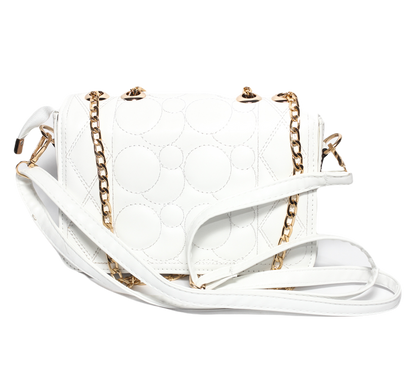 Glitter Women Bag with Cross Hand - White