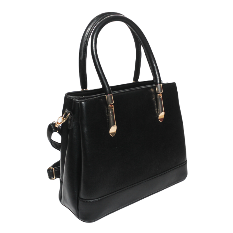 Glitter Women Bag with Cross Hand - Black