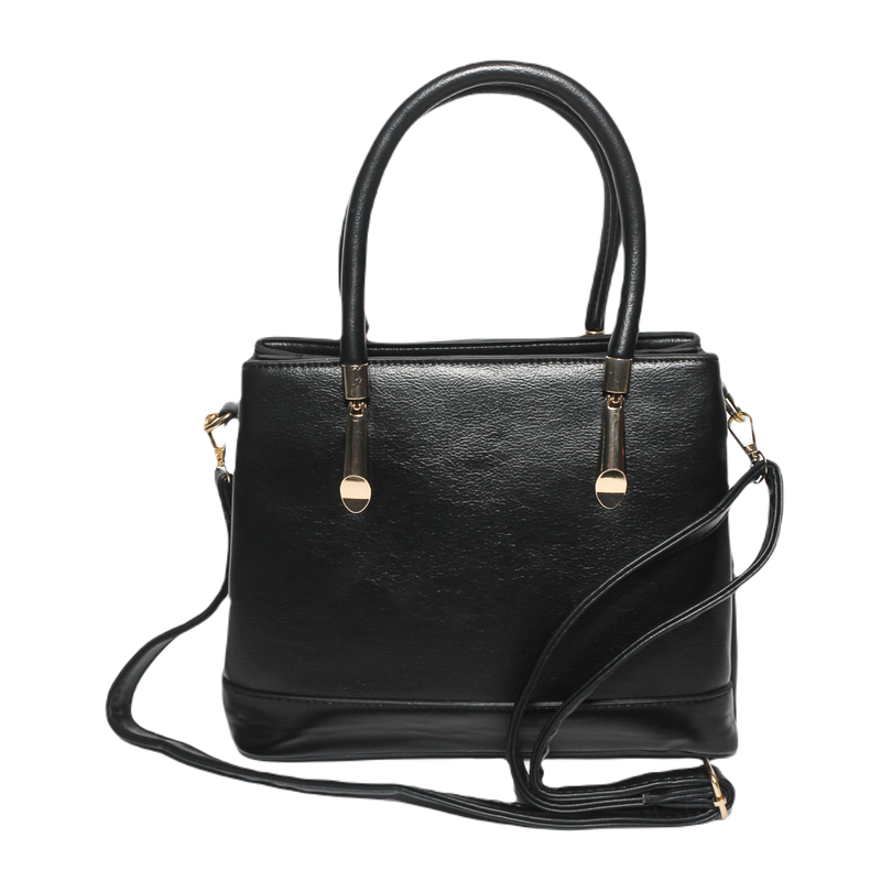 Glitter Women Bag with Cross Hand - Black