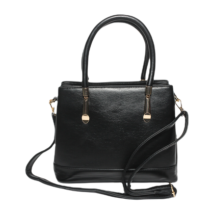 Glitter Women Bag with Cross Hand - Black