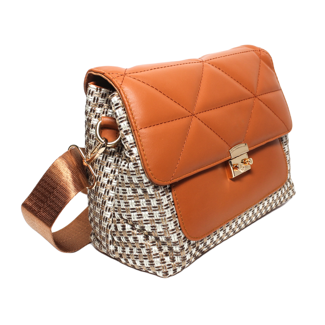 Glitter Women Cross Bag - Camel