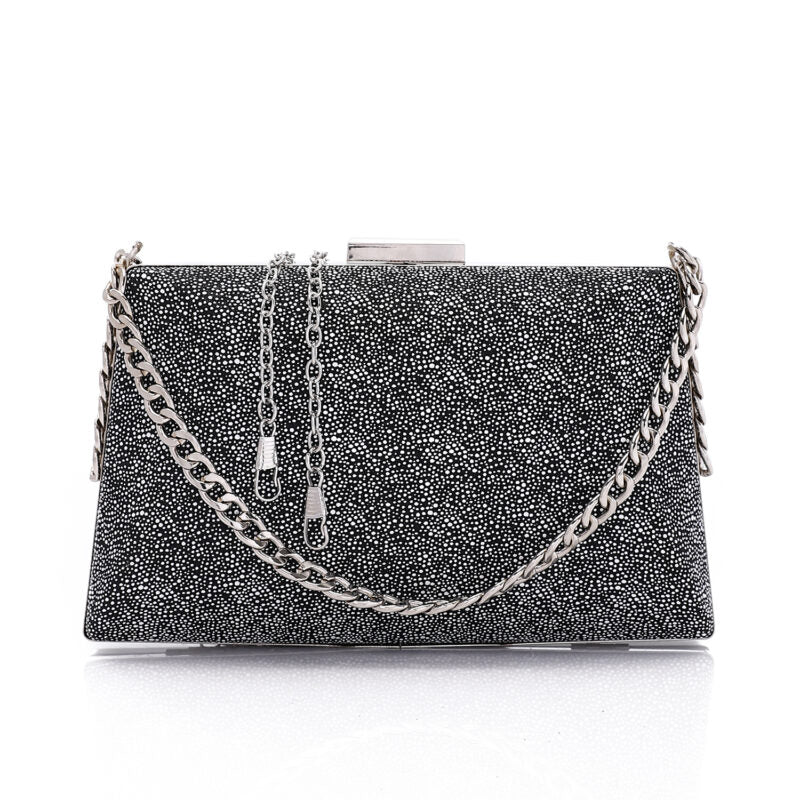 One Main Compartment Synthetic Glittery Clutch