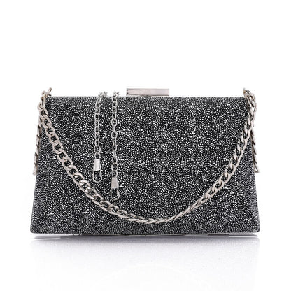 One Main Compartment Synthetic Glittery Clutch