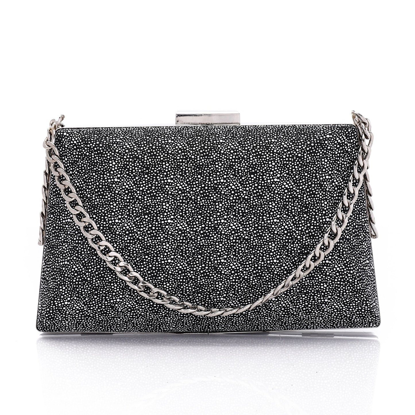 One Main Compartment Synthetic Glittery Clutch