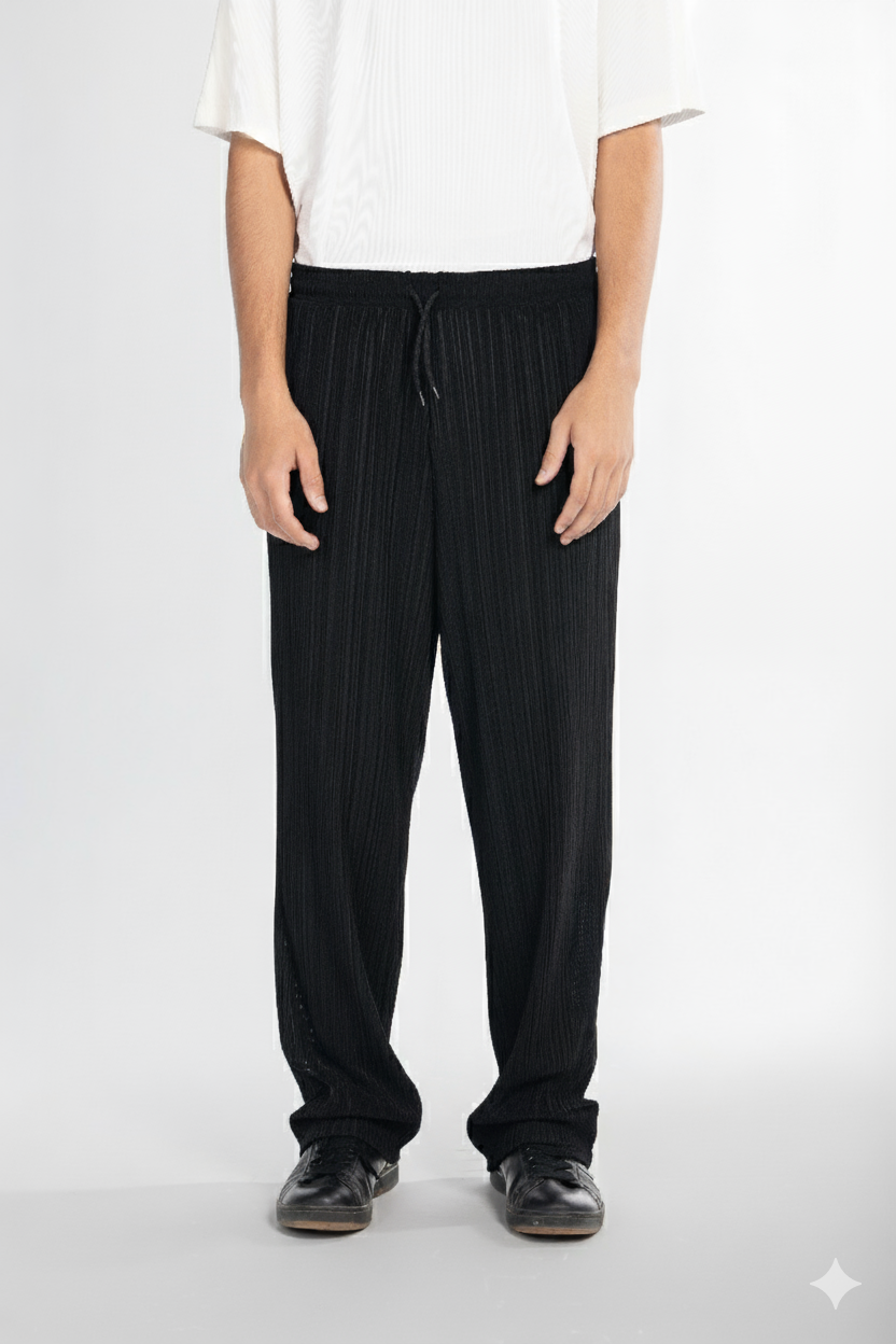 Corduroy Wide Leg Pants – Black