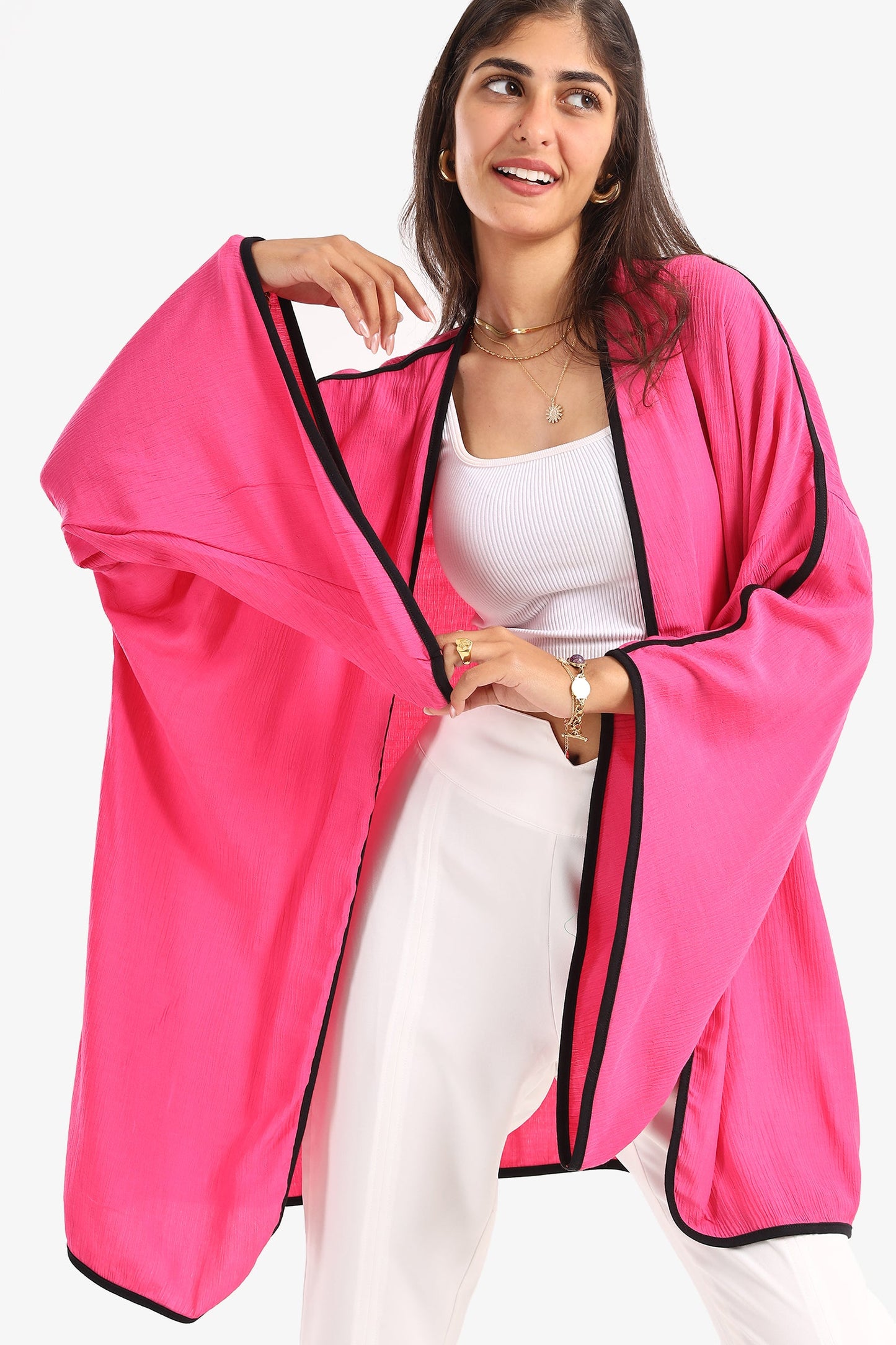 Color Piping Kimono