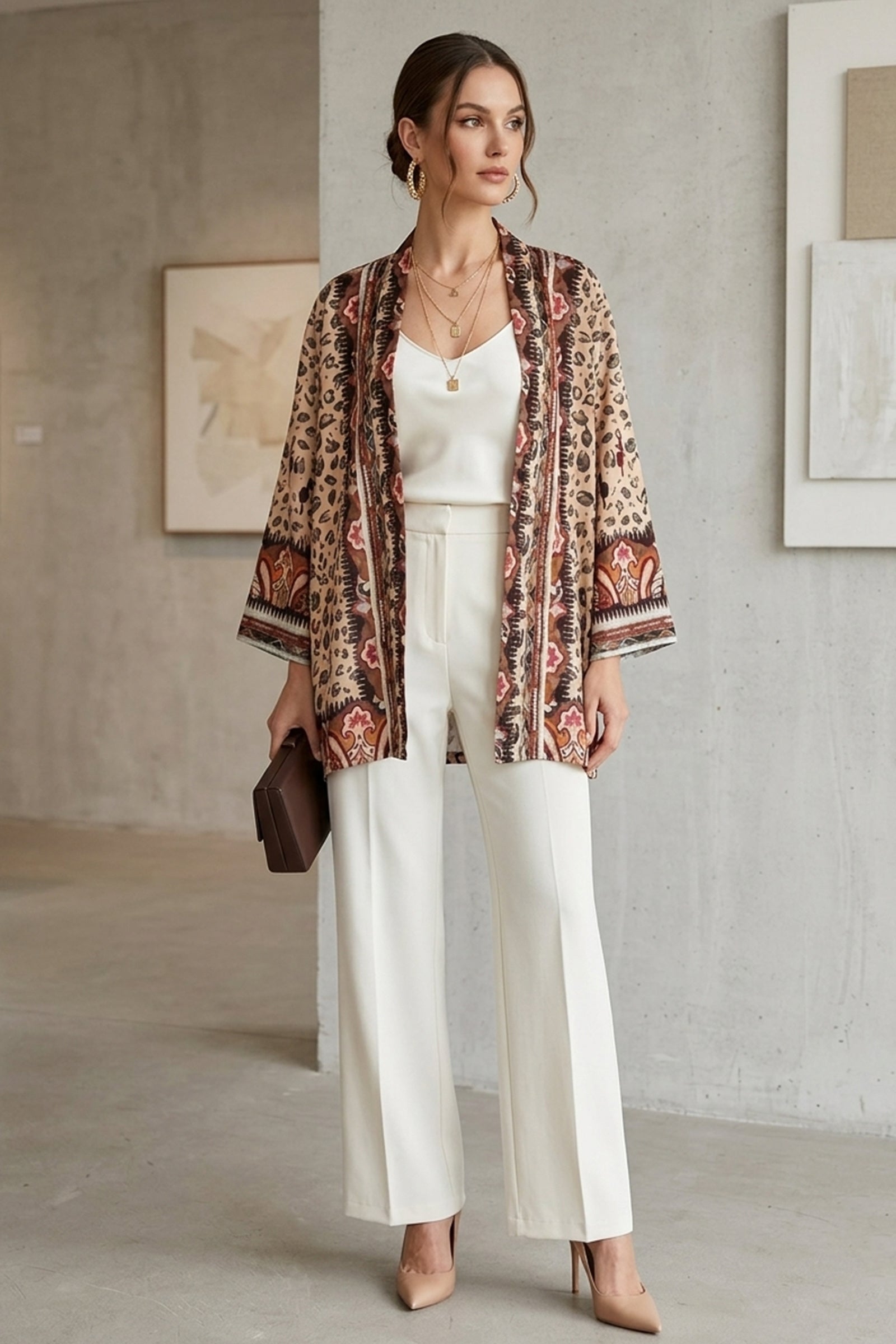 Mixed Print Open Kimono – Multicolor