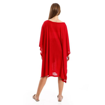 Knitted Deep Round Batwing Sleeves Cover-Up