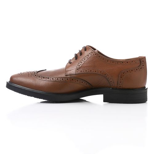Leather Brogue Oxford Lace-Up Shoes - Brown