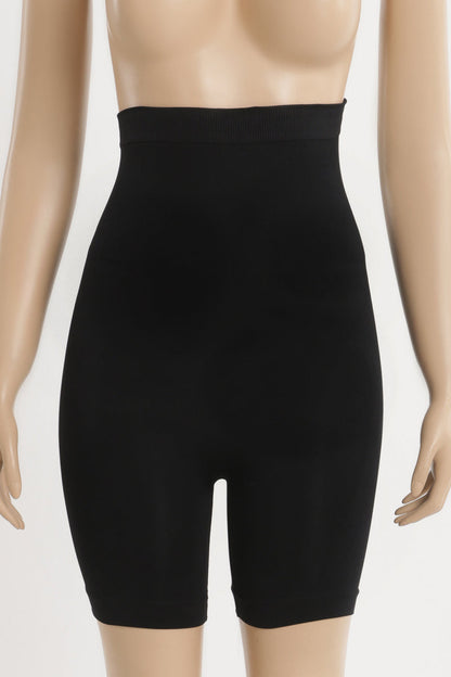 Polyamide Blend Plain High Waist Thigh Slimmers – Black