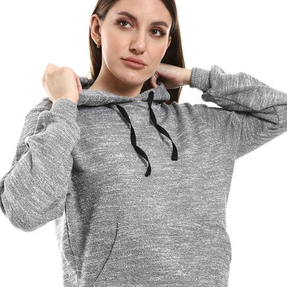 Long Sleeves Heather Grey Slip On Hoodie