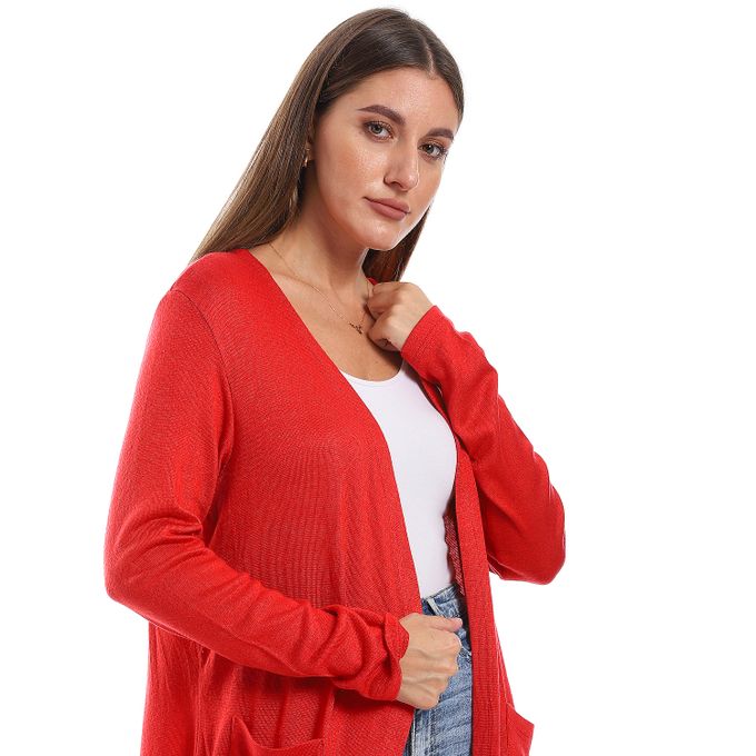 Slip On Open Neckline Cardigan