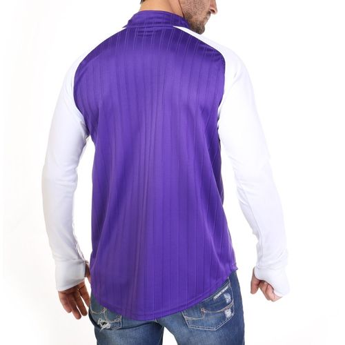 Bi-Toned Men Sportive Quarter Zipper Shirt - PURPLE*White