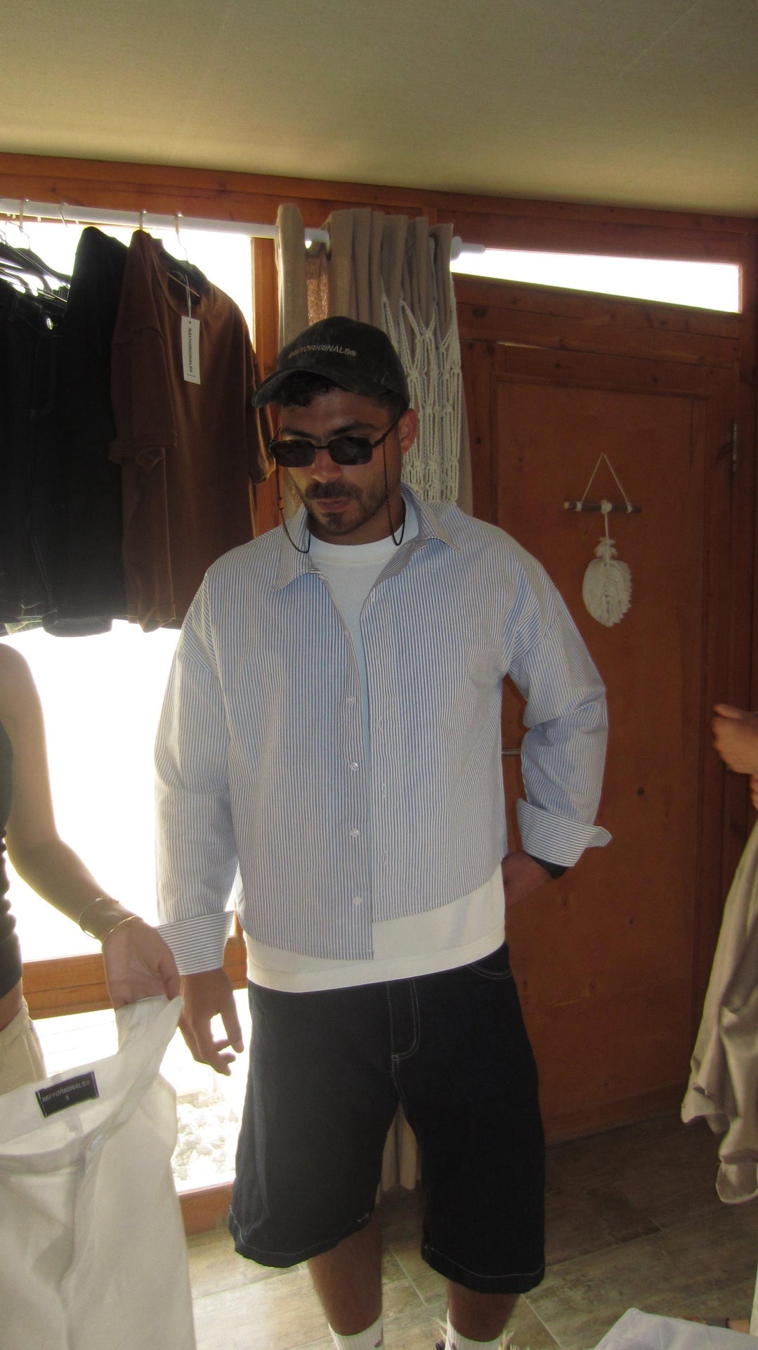 Striped Button-Up Shirt – Light Blue