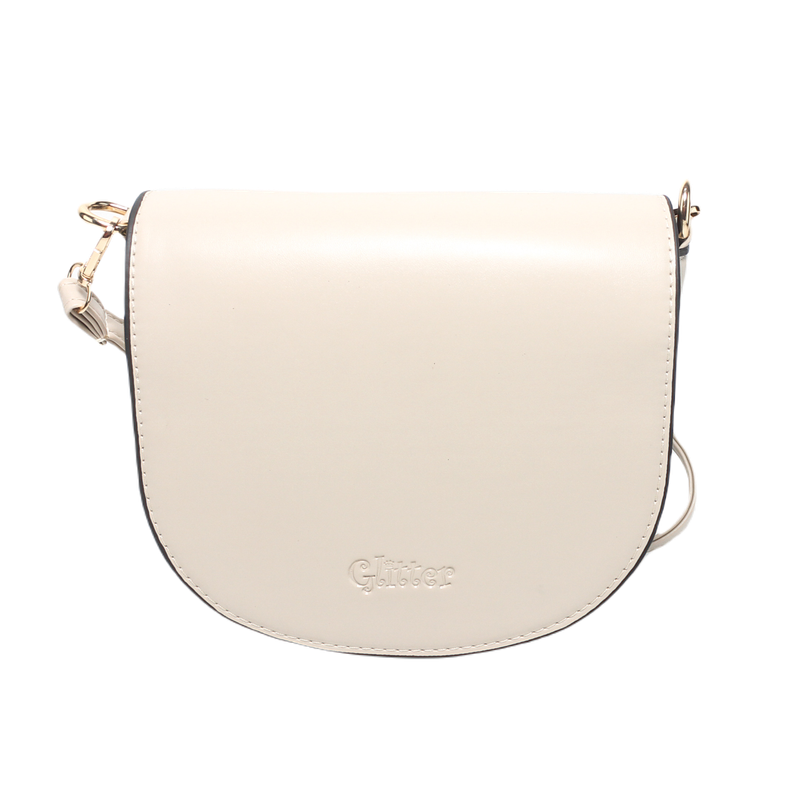 Faux Leather Flap Crossbody Bag – Off White