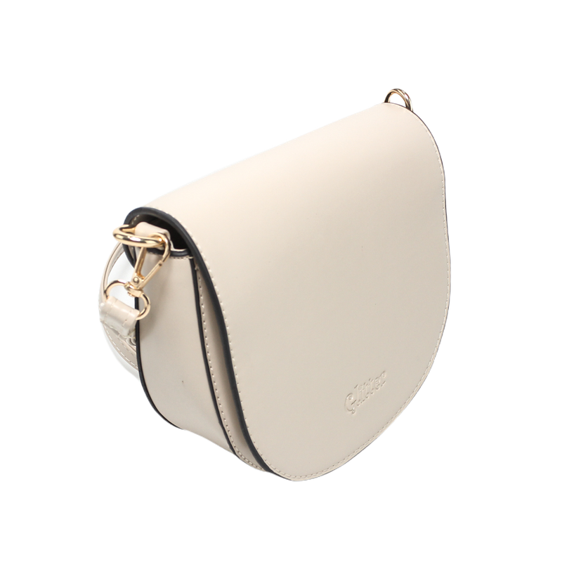 Faux Leather Flap Crossbody Bag – Off White