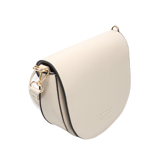 Faux Leather Flap Crossbody Bag – Off White