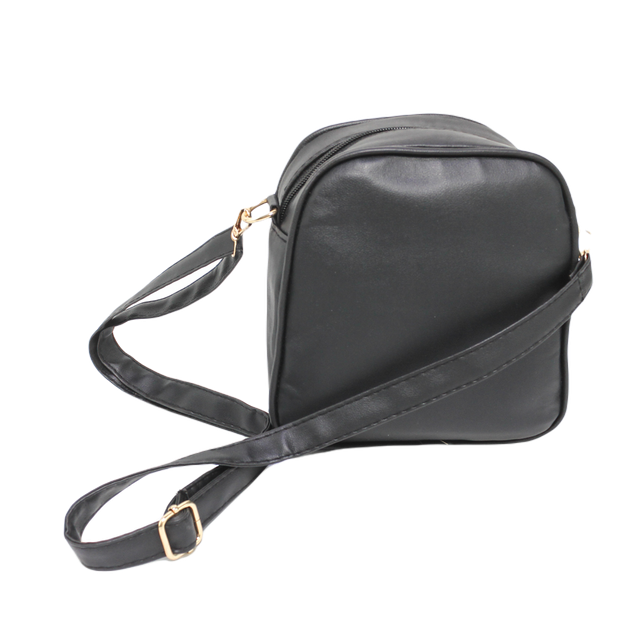 Faux Leather Quilted Mini Cross Bag - Black