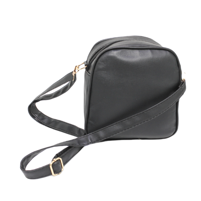 Faux Leather Quilted Mini Cross Bag - Black