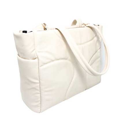 Faux Leather Stylish Shoulder Bag - Beige