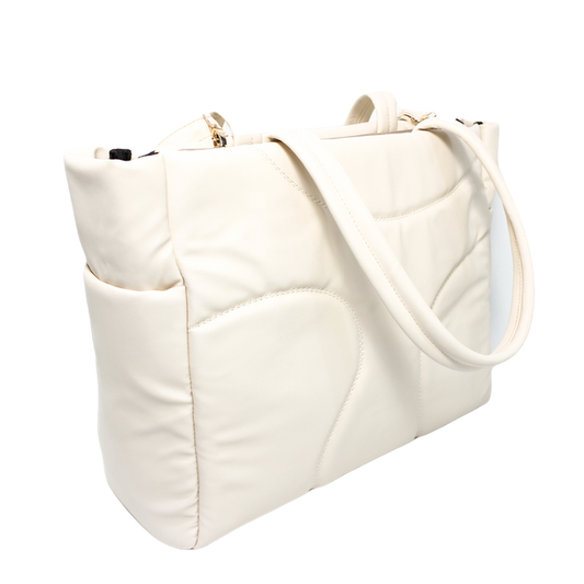 Faux Leather Stylish Shoulder Bag - Beige