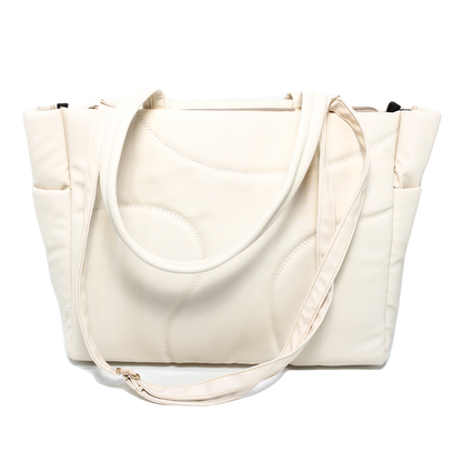 Faux Leather Stylish Shoulder Bag - Beige