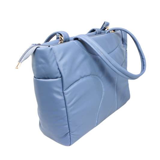 Faux Leather Stylish Shoulder Bag - Blue
