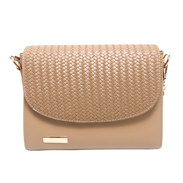 Faux Leather Stylish Shoulder Bag - Light Brown