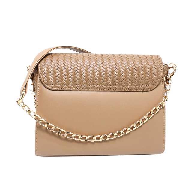 Faux Leather Stylish Shoulder Bag - Light Brown