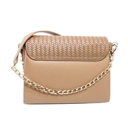 Faux Leather Stylish Shoulder Bag - Light Brown