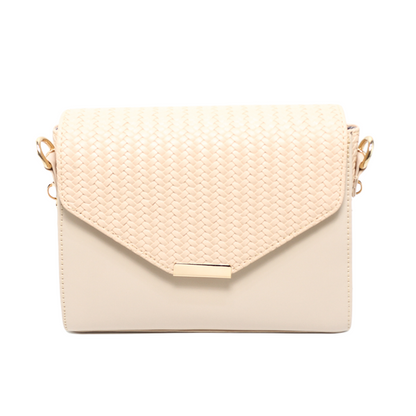 Faux Leather Shoulder Handbag – Beige